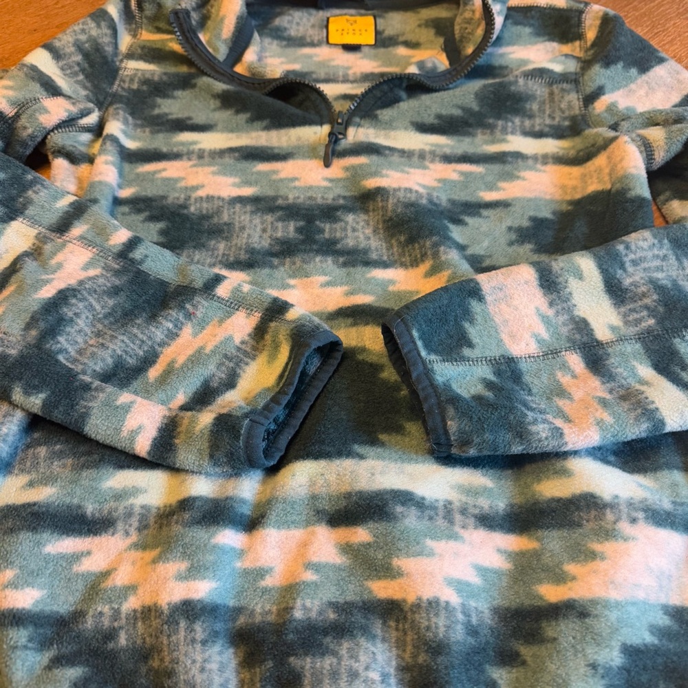 Prince & Fox Fleece Teal Patterned Womens Sweater pullover sweatshirt size M - Picture 5 of 7